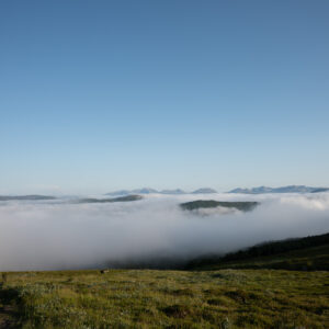 A ridge path above a sea of cloud at Storlitinden, Harstad