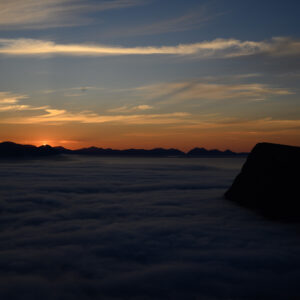 Sunset colour above a cloud sea at Keipen, Grytøya